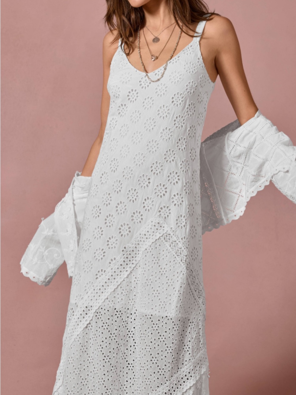 Johnny Was NWT Eyelet Maxi Slip Dress